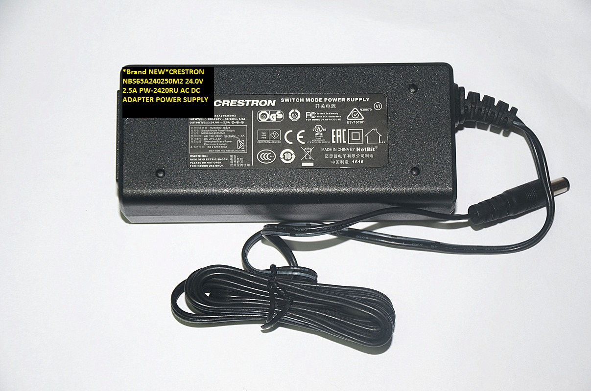 *Brand NEW* NBS65A240250M2 PW-2420RU CRESTRON 24.0V 2.5A AC DC ADAPTER POWER SUPPLY